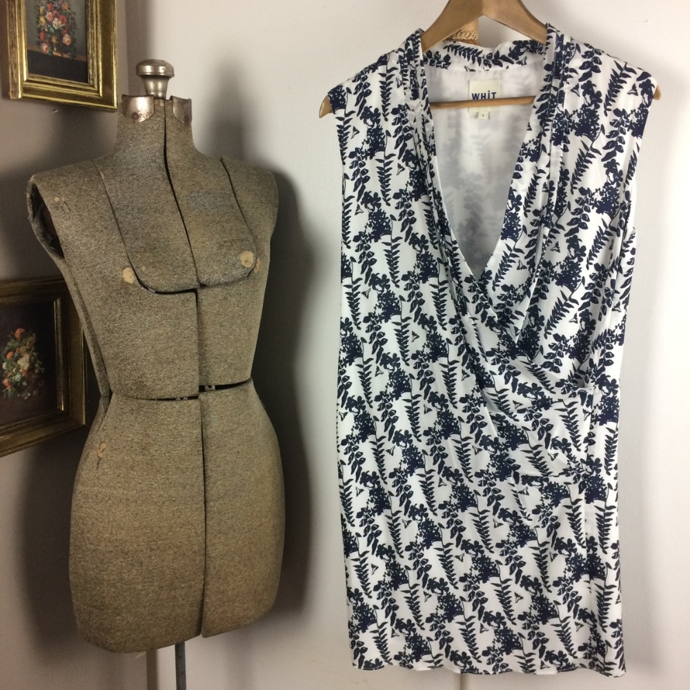 WHIT  Silk/Tencel Faux Wrap Dress - Size S
